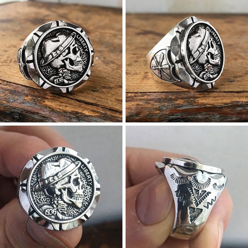 Punk tramp Indian motorcycle-style rings-Ranbybox