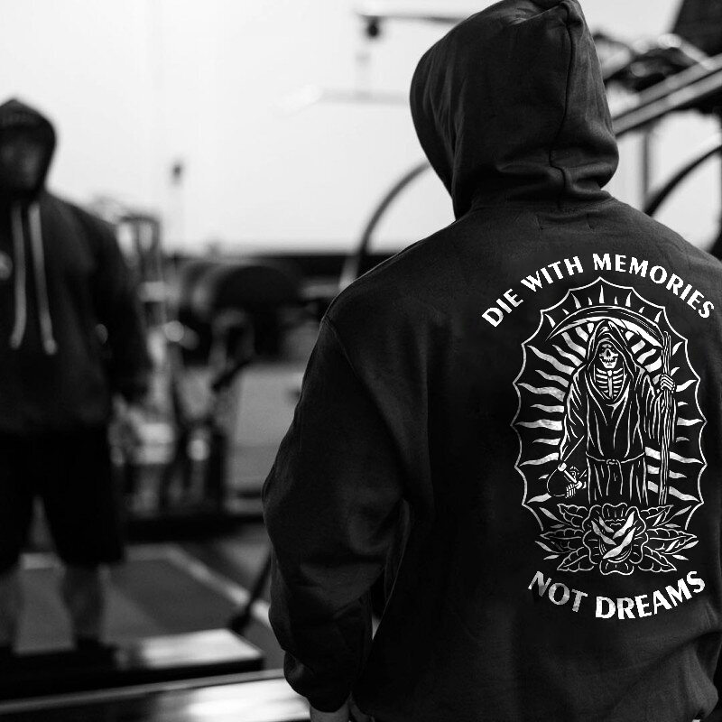  Evil Skeleton Die With Memories Not Dreams Printed Hoodie-Ranbybox