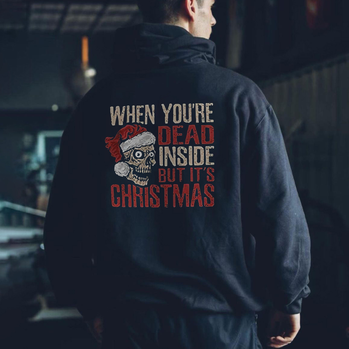  When You're Dead Inside But It's Christmas Skull Men's Hoodie