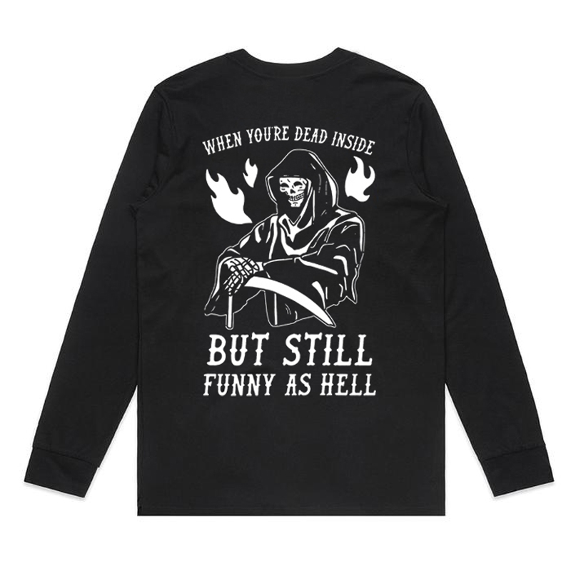  When You're Dead Inside Printed Long-Sleeve Men's T-shirt-Ranbybox