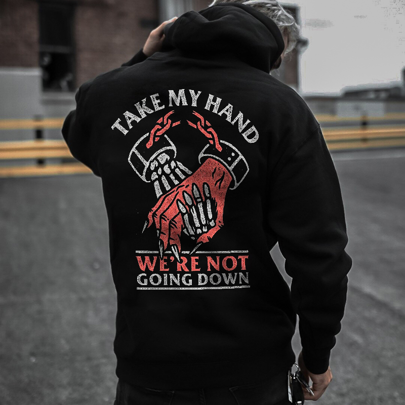  Take My Hand Printed Men's Casual Loose Hoodie-Ranbybox
