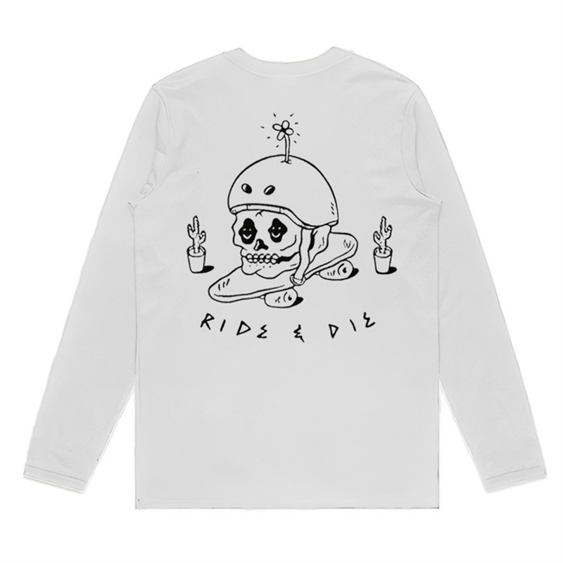  Ride Or Die Cute Skull Printed Men's Long-sleeved T-shirt-Ranbybox