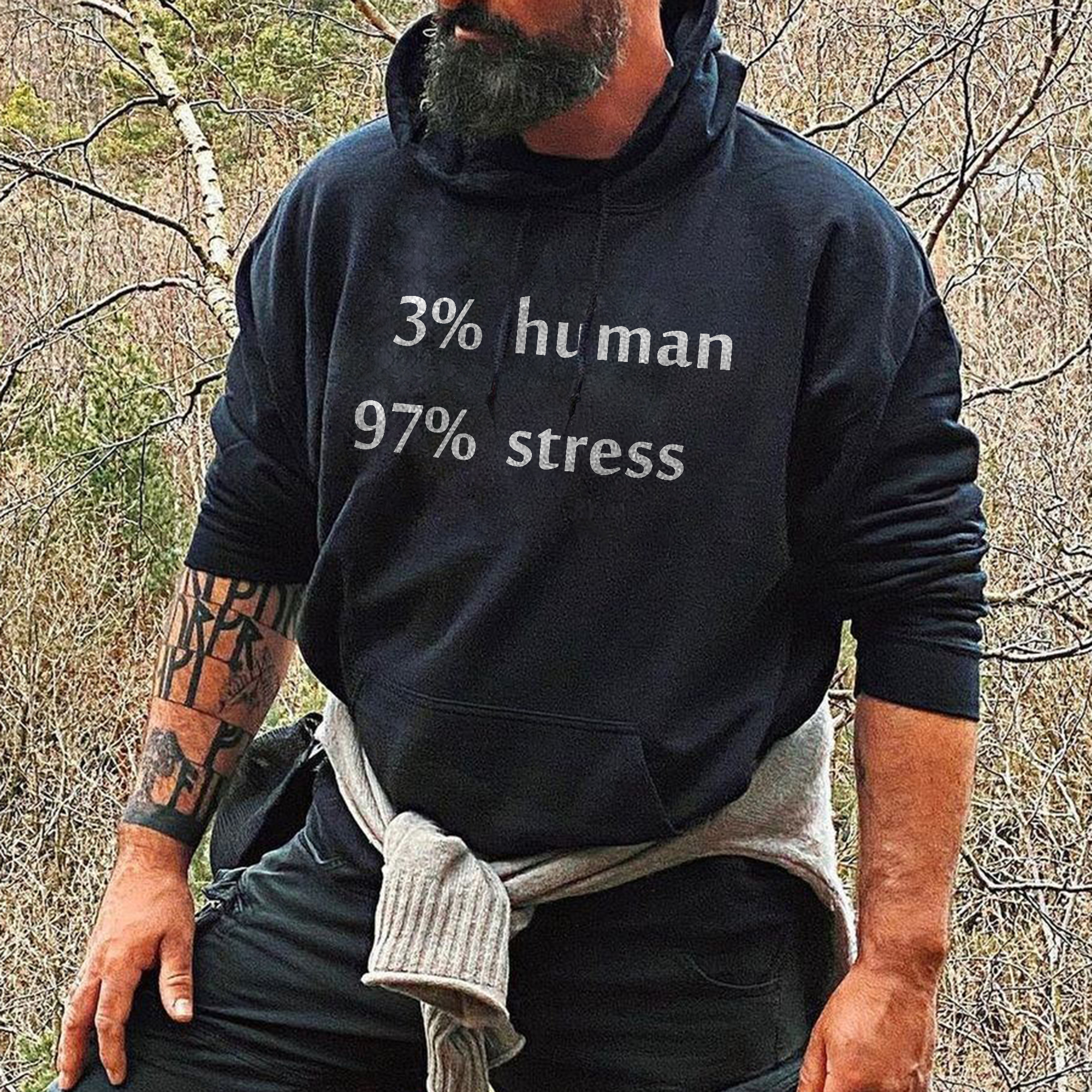  3% Human 97% Stress Men's Hoodie-Ranbybox