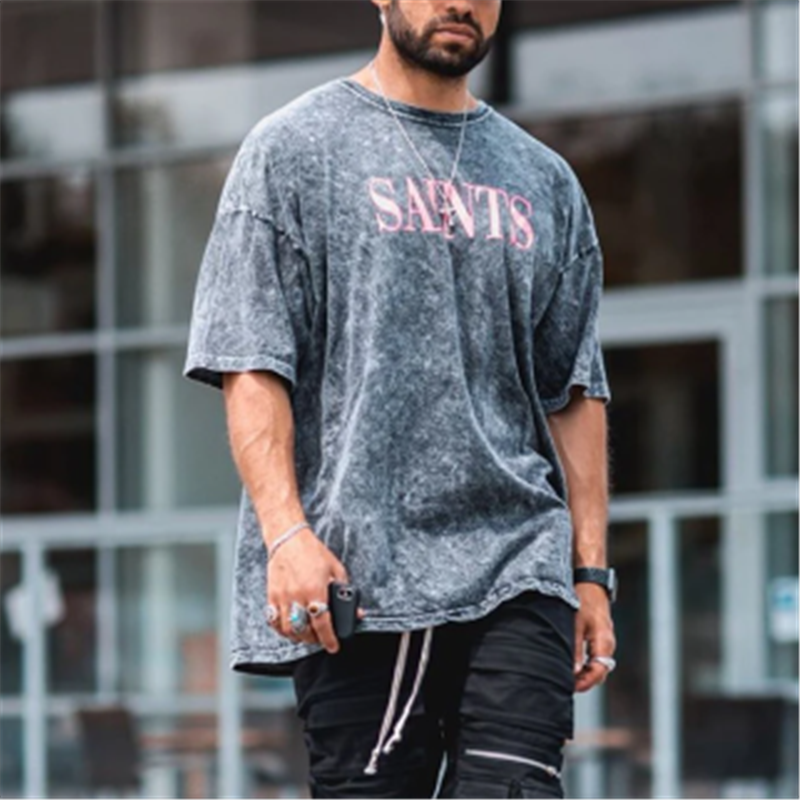 Simple letter printing casual t-shirt-Ranbybox