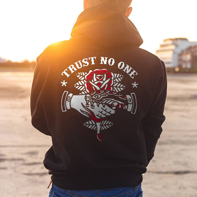 UPRANDY Trust No One Printed Men s Loose Comfortable Hoodie