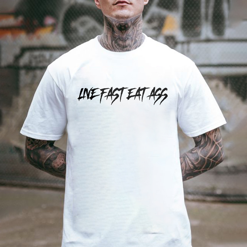 Live Fast Eat Ass Printed Men's T-shirt-Ranbybox