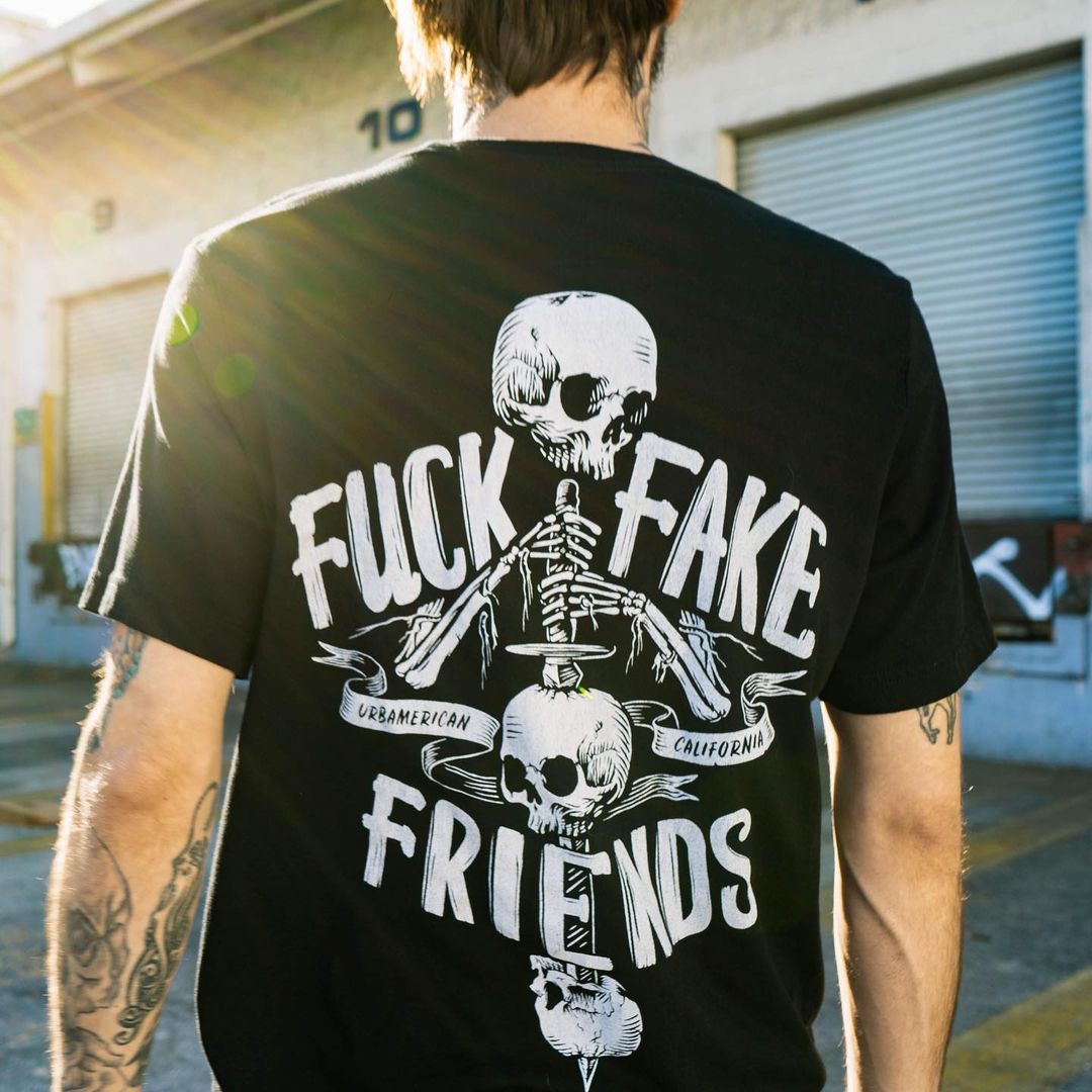 Fuck Fake Friends print men's t-shirt-Ranbybox