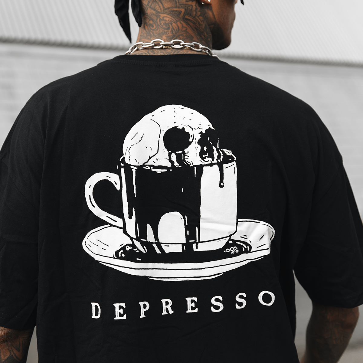  DEPRESSO skull print T-shirt designer-Ranbybox