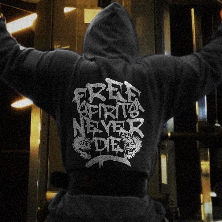  Skull Free Spirits Never Die Men's Hoodie-Ranbybox