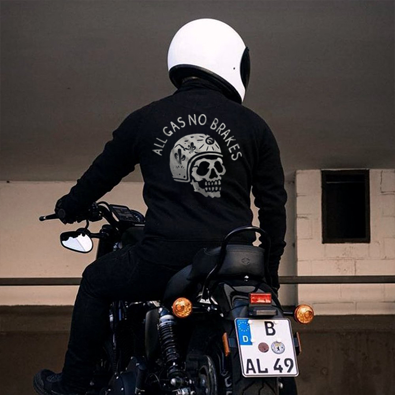  All Gas No Brakes Skull Printed Men's Hoodie-Ranbybox