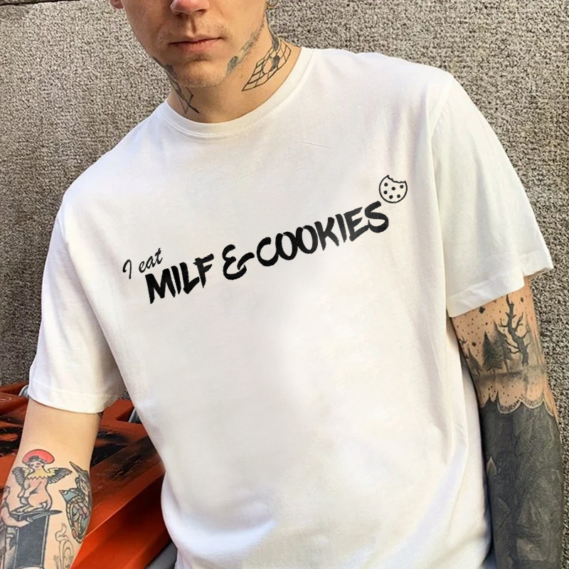 I Eat Milf & Cookies Printed Men's T-shirt-Ranbybox