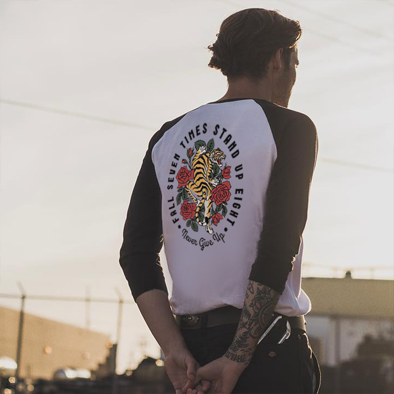  Fall Seven Times Stand Up Eight Printed Men's Long-Sleeved T-shirt-Ranbybox