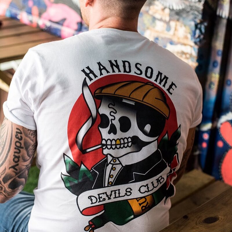  DEVIL'S CLUB skull print t-shirt-Ranbybox