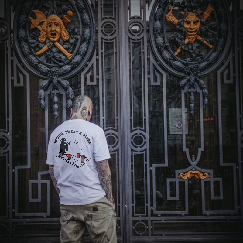  Funny Blood Sweat And Beers Fashion Men Reaper T-Shirt-Ranbybox
