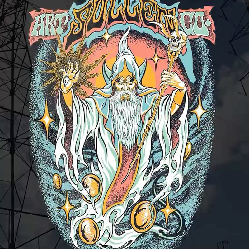 Devil mage print loose casual T-shirt-Ranbybox