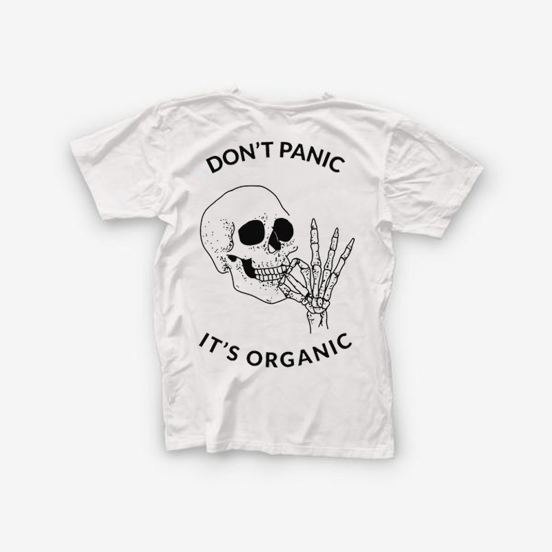  Don't Panic It's Organic Skull Printed Casual Men's T-shirt-Ranbybox