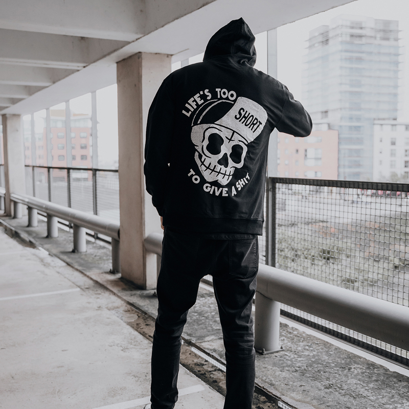  Life's Too Short To Give A Shit Printed Casual Men's Loose Hoodie-Ranbybox