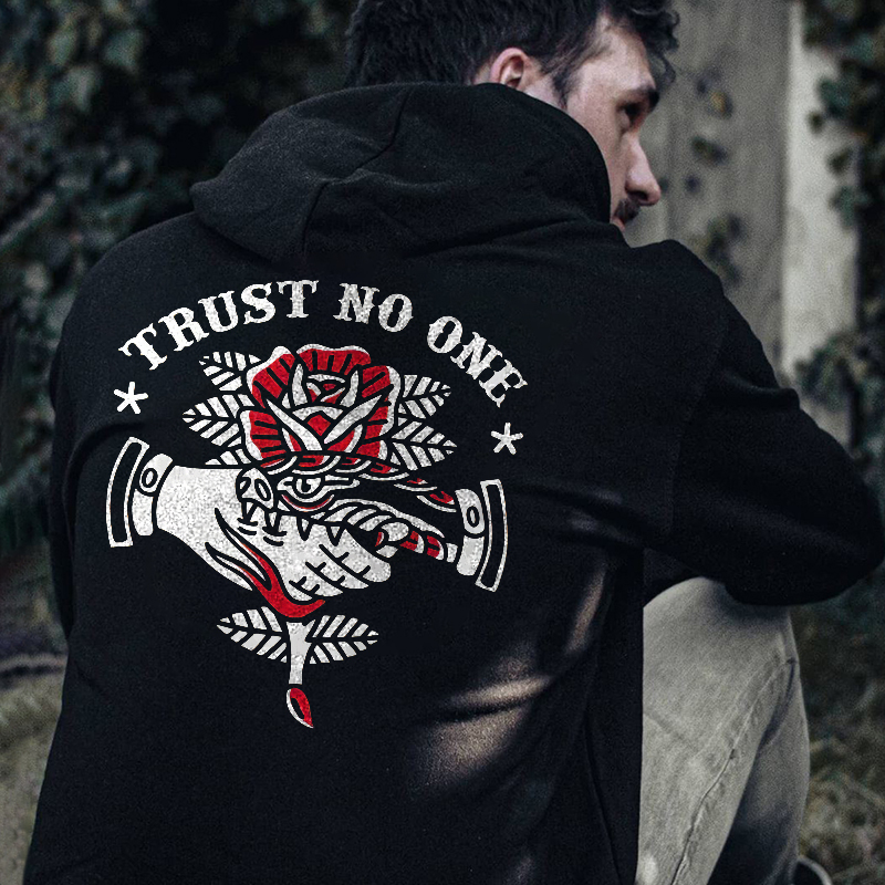  Trust No One Printed Men's Loose Comfortable Hoodie-Ranbybox