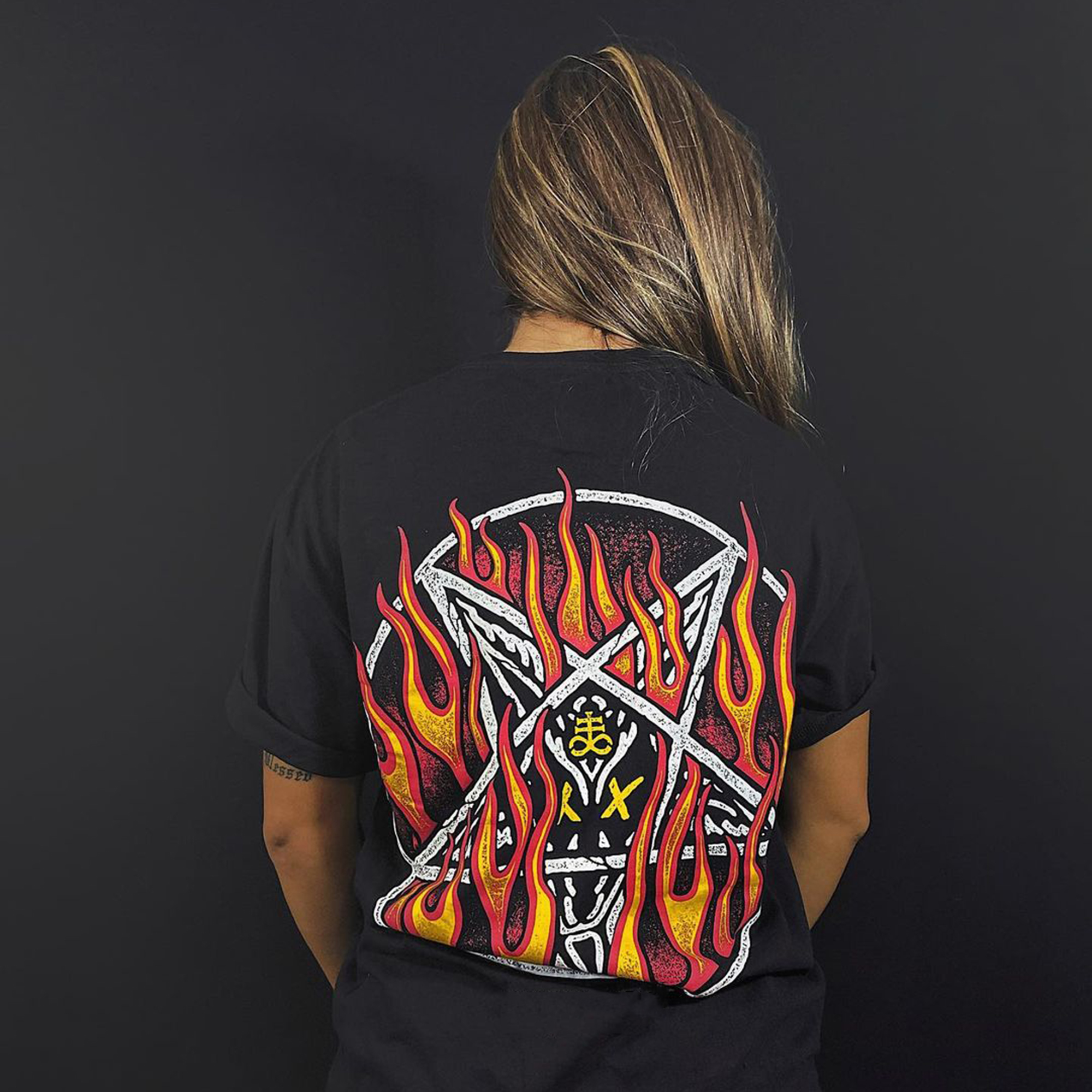  Fashion flame print comfortable loose T-shirt-Ranbybox