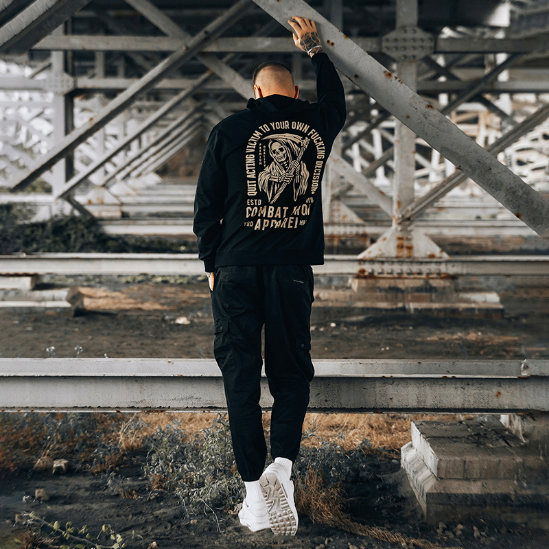  Quit Acting Victim Your Own Fucking Decisions Skeleton Hoodie-Ranbybox