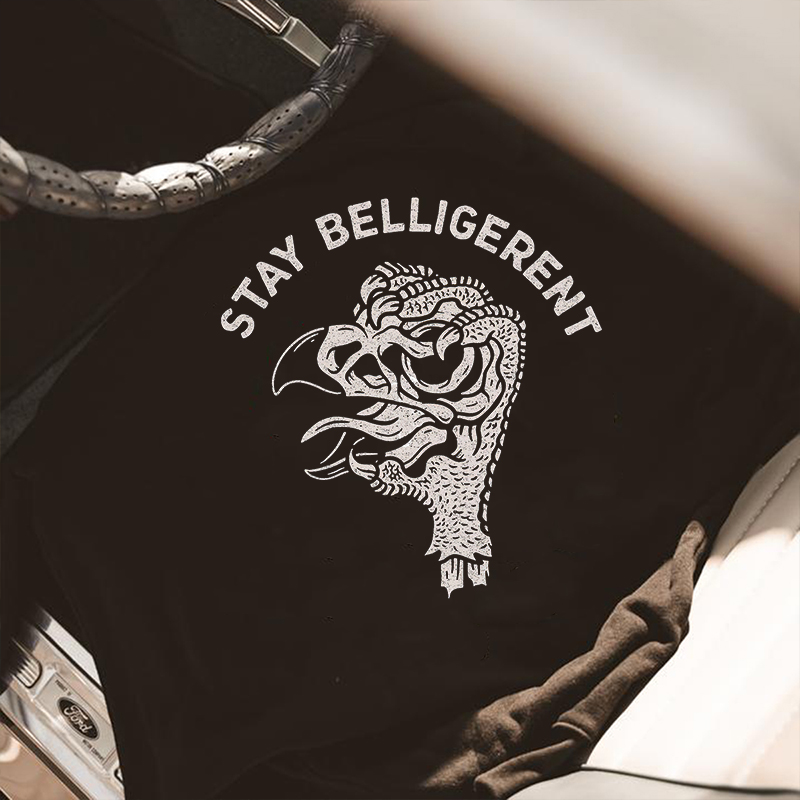  Stay Belligerent Printed Men's Casual Hoodie-Ranbybox