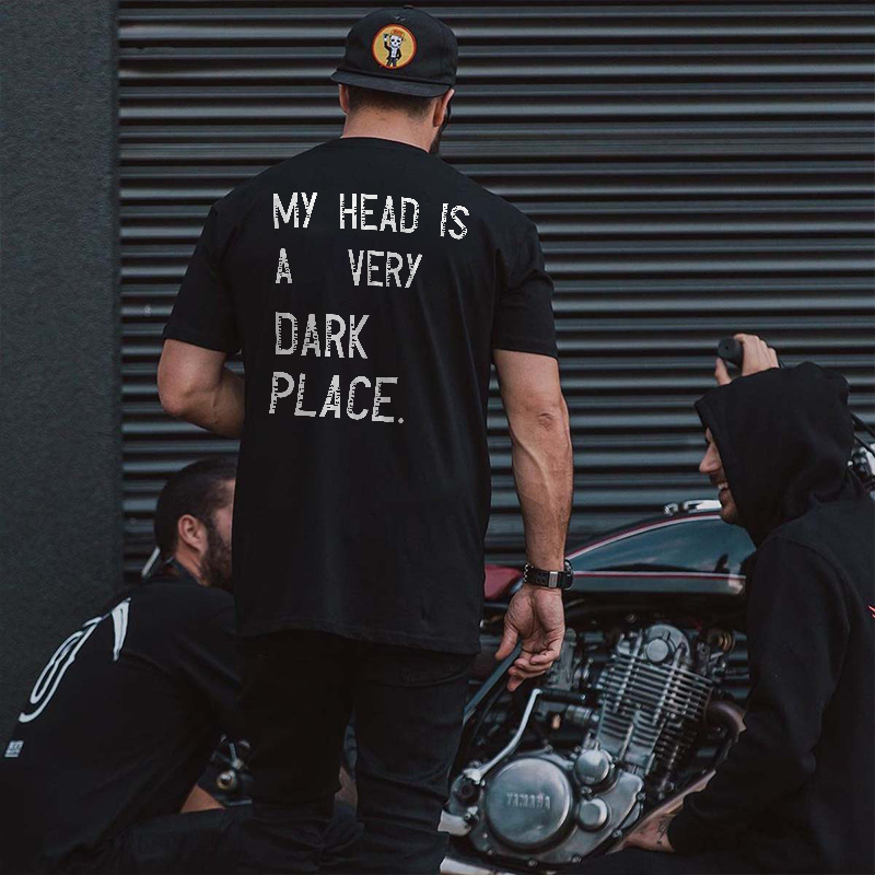  My Head Is A Very Dark Place Printed Men's Vintage T-shirts-Ranbybox