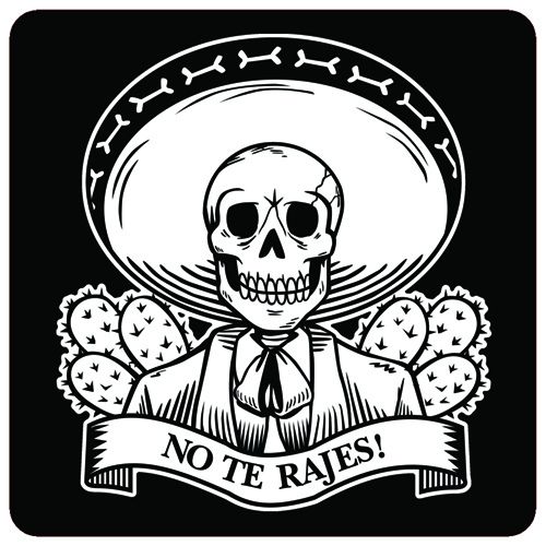  No te rajes skull with cactus design T-Shirt-Ranbybox