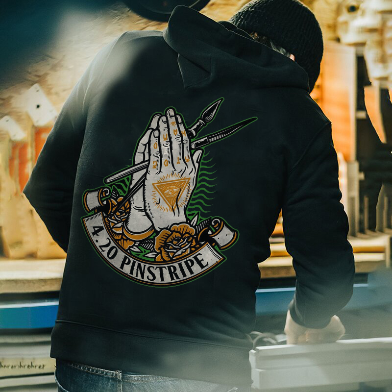  4.20 Pinstripe Printed Men's Casual Hoodie-Ranbybox