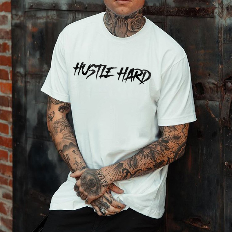 Hustle Hard Printed Men's T-shirt-Ranbybox