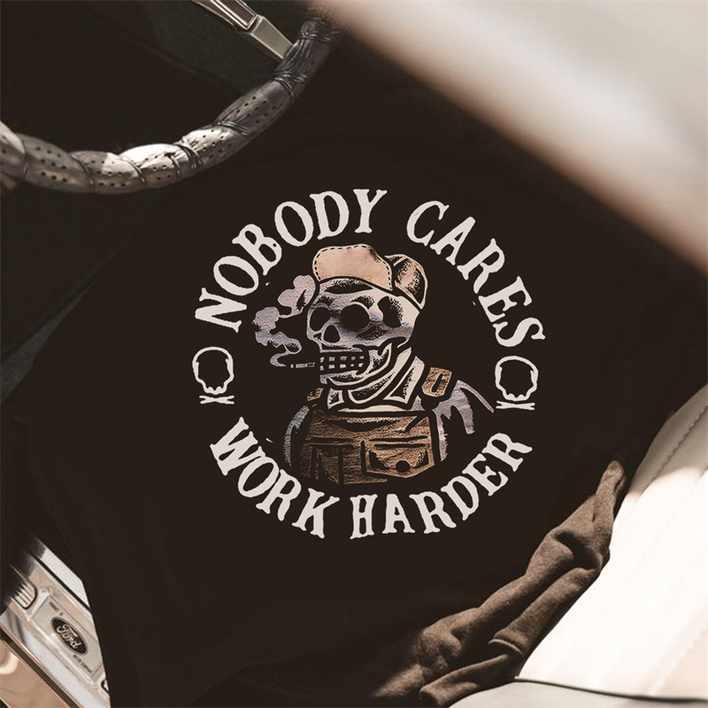  Nobody Cares Work Harder Skull Printed Casual Men's Hoodie-Ranbybox