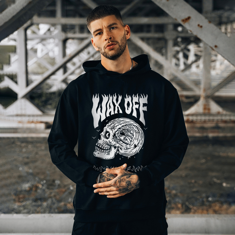  Wax Off Skull Printed Men's Casual Hoodie-Ranbybox