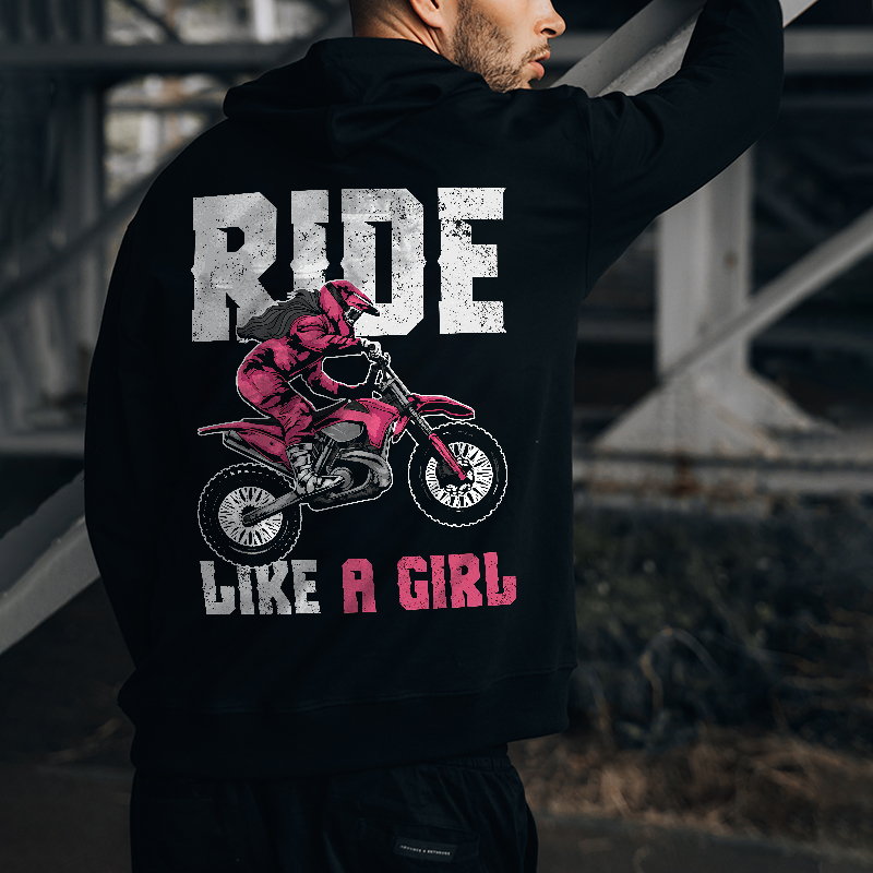  Ride Like A Girl Printed Casual Men's Hoodie-Ranbybox