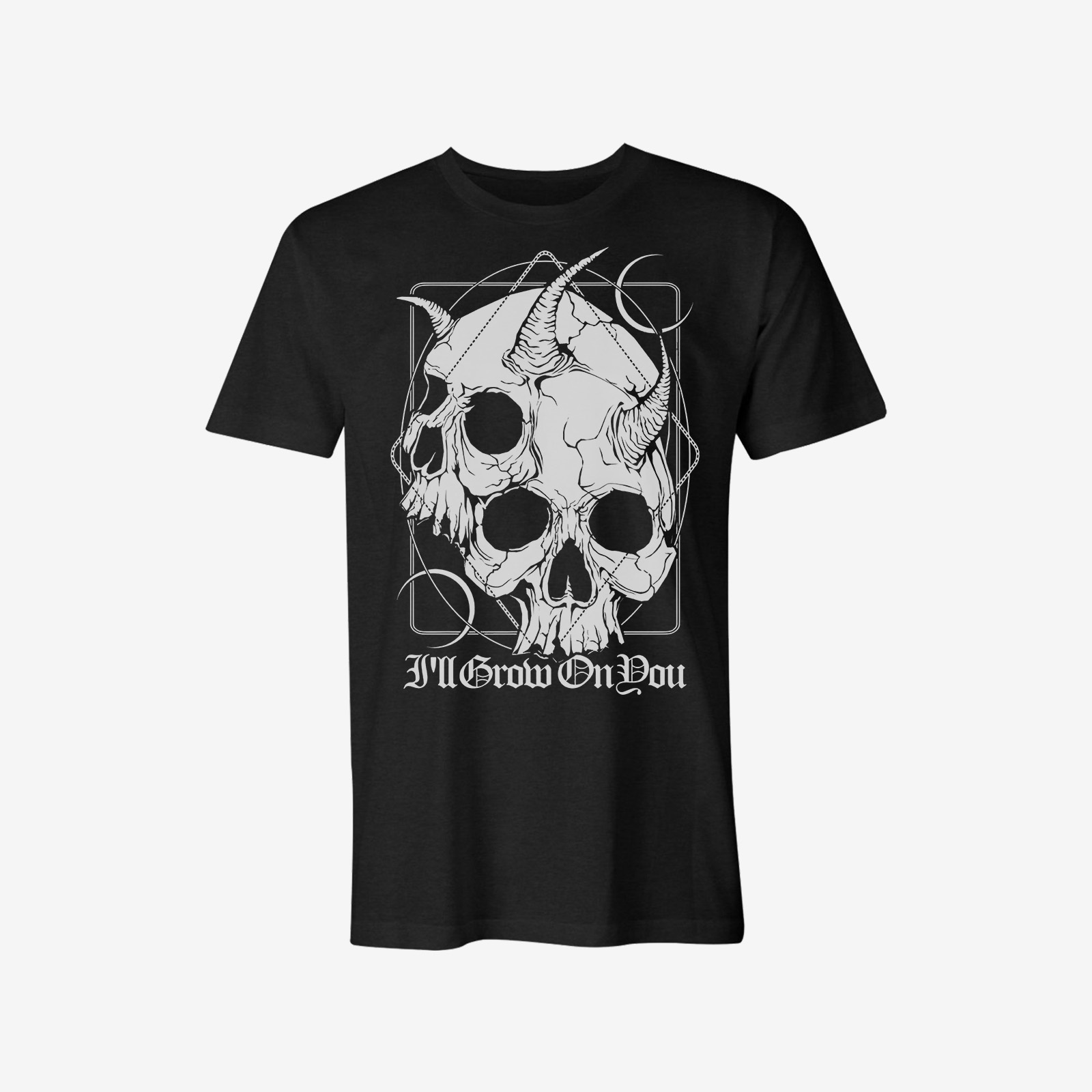  Skull with horns printed black designer T-shirt-Ranbybox