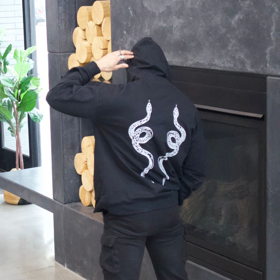 UPRAND Two Snakes Print Men's Hoodie-Ranbybox