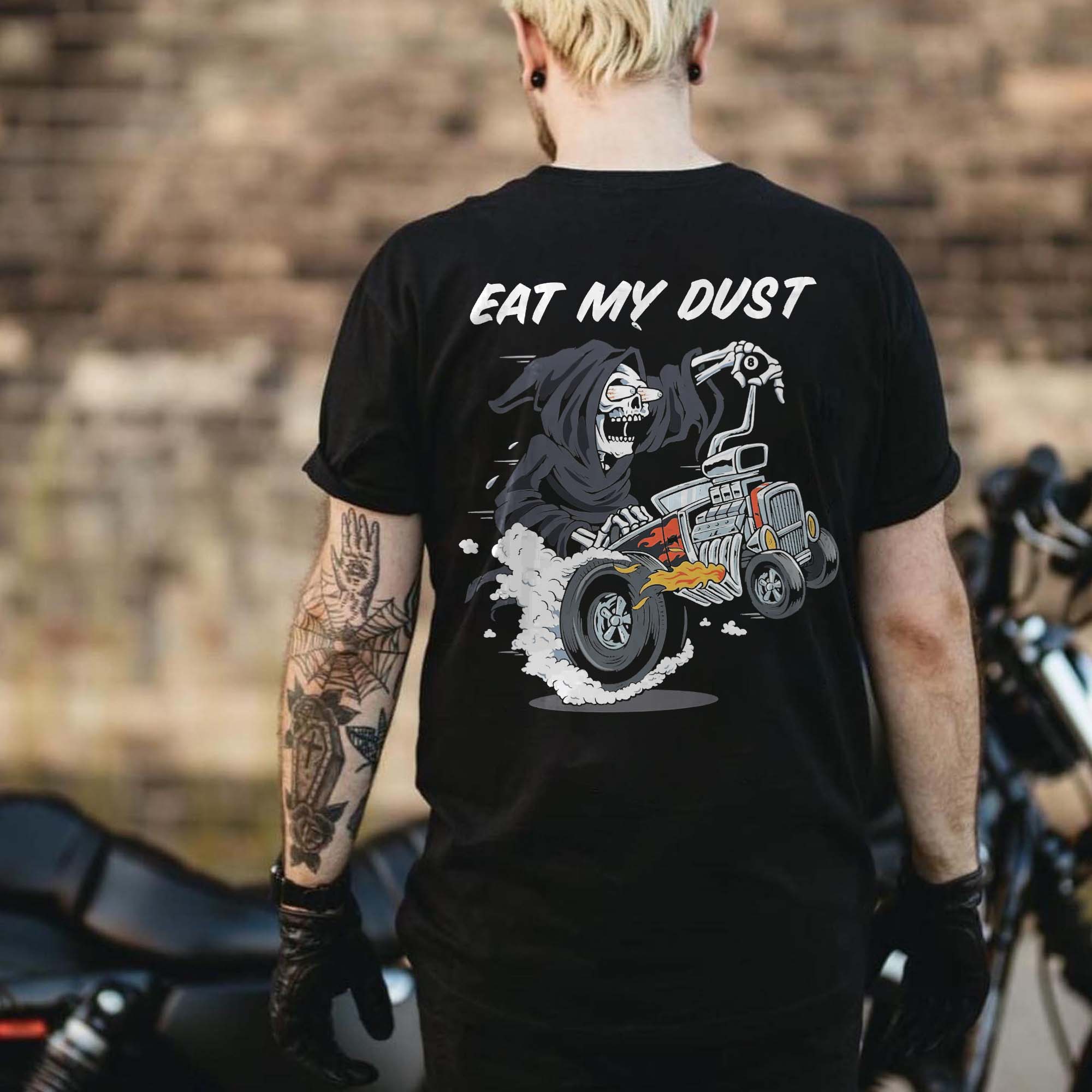 Eat My Dust Skull Printed Men's T-shirt-Ranbybox