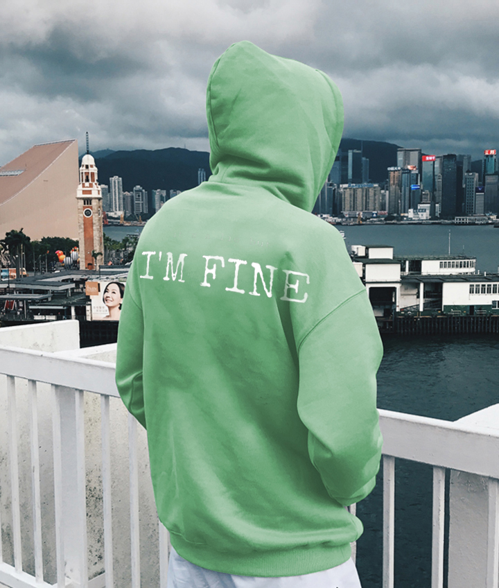 It's A Lie But I'm Fine Letter Print Casual Hoodie-Ranbybox