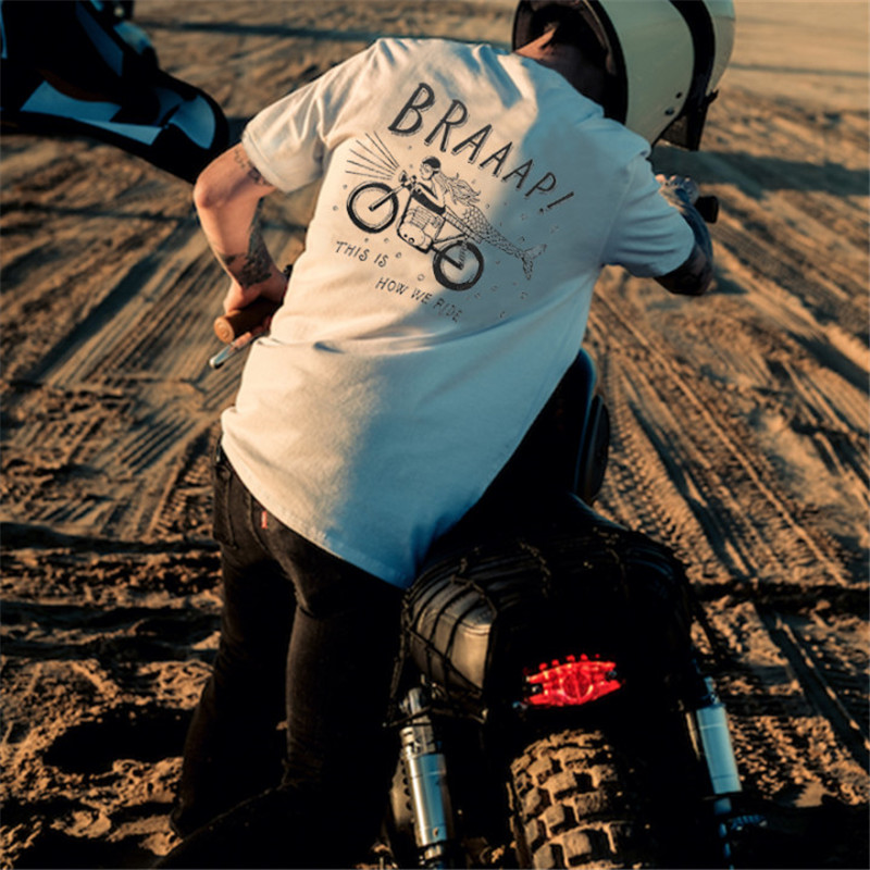  Men's This Is How We Ride Mermaid Riding Printed T-shirt-Ranbybox
