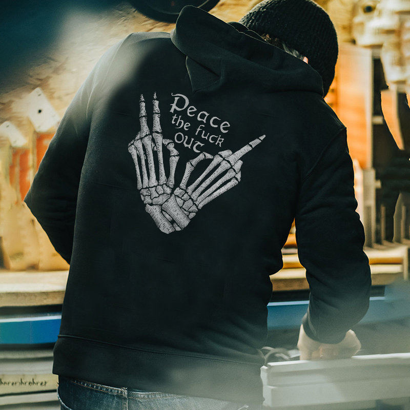  Peace The Fuck Ouc Printed Men's Hoodie-Ranbybox