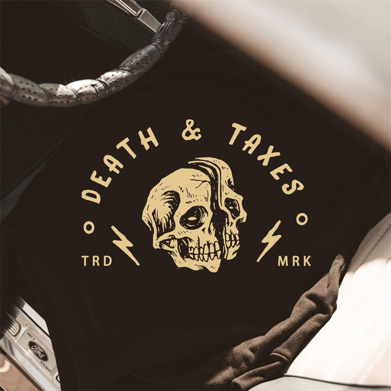  Death Taxes Skull Printed Casual Men's Hoodie-Ranbybox