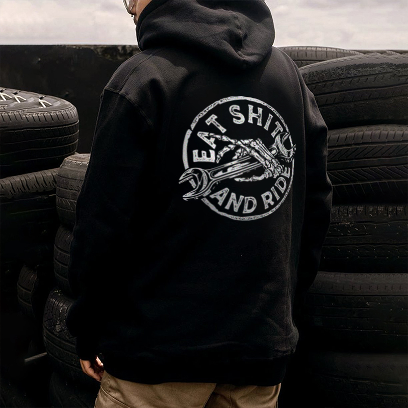  Eat Shit And Ride Printed Men's Hoodie-Ranbybox