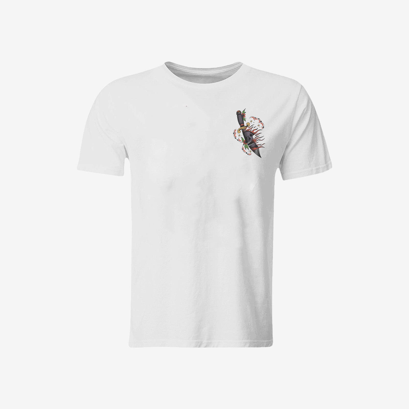  Retro weapon skull print white T-shirt designer-Ranbybox