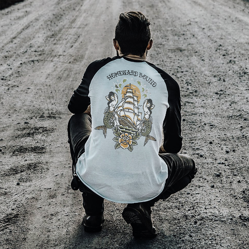  Homeward Bound Printed Men's Round Neck Long-Sleeve T-shirt-Ranbybox