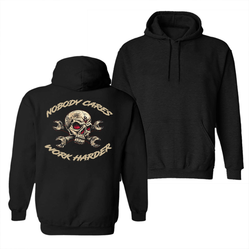  Skull Nobody Cares Work Harder Men's Hoodie