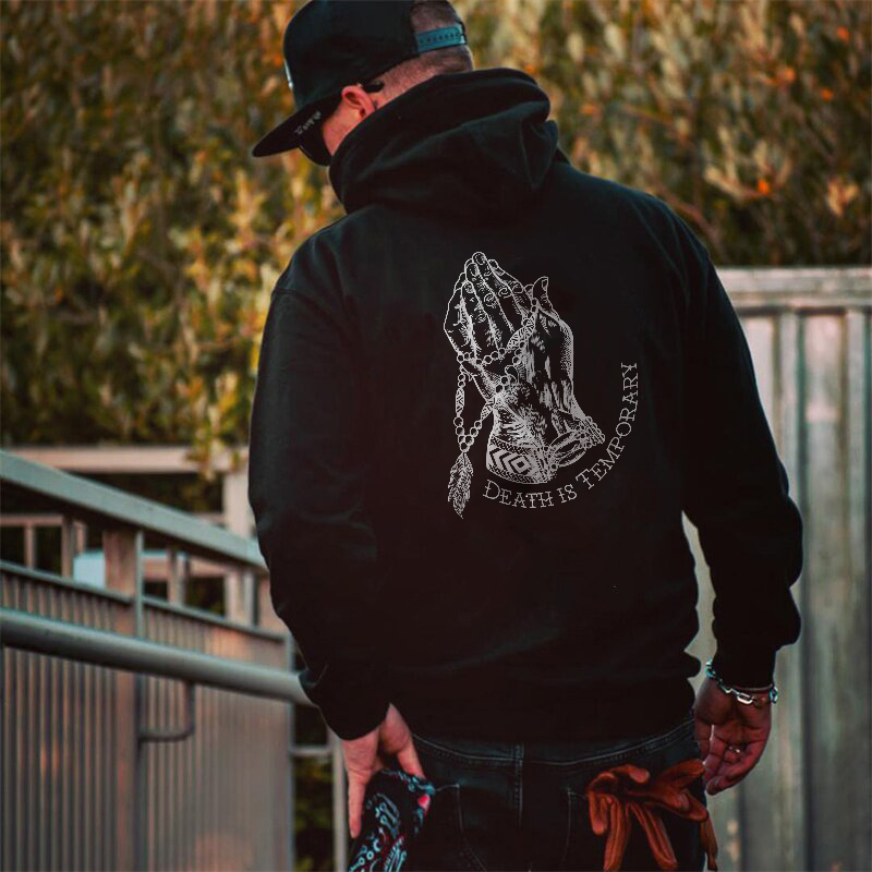  Death Is Temporary Print  Men's Hoodie-Ranbybox