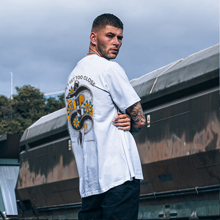  Don't Get Too Close Printed Men's Casual T-shirt-Ranbybox