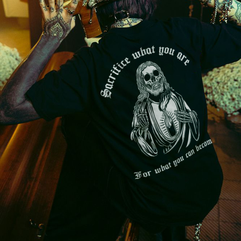 Cloeinc Sacrifice What You Are Skull Printing Men's T-shirt Designer-Ranbybox