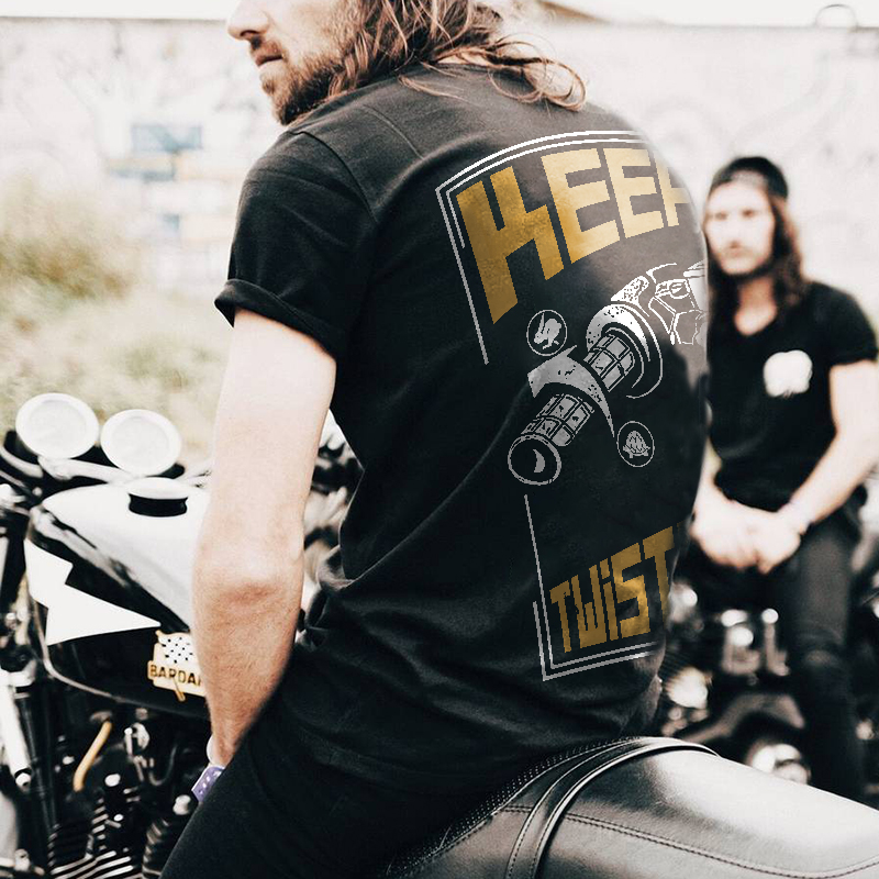 KEEP IT TWISTED letter print designer men's motorcycle fashion t-shirt-Ranbybox