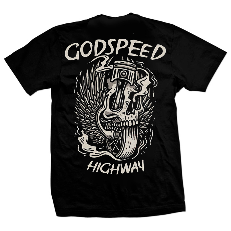  GODSPEED HIGHWAY skull print men casual tees designer-Ranbybox