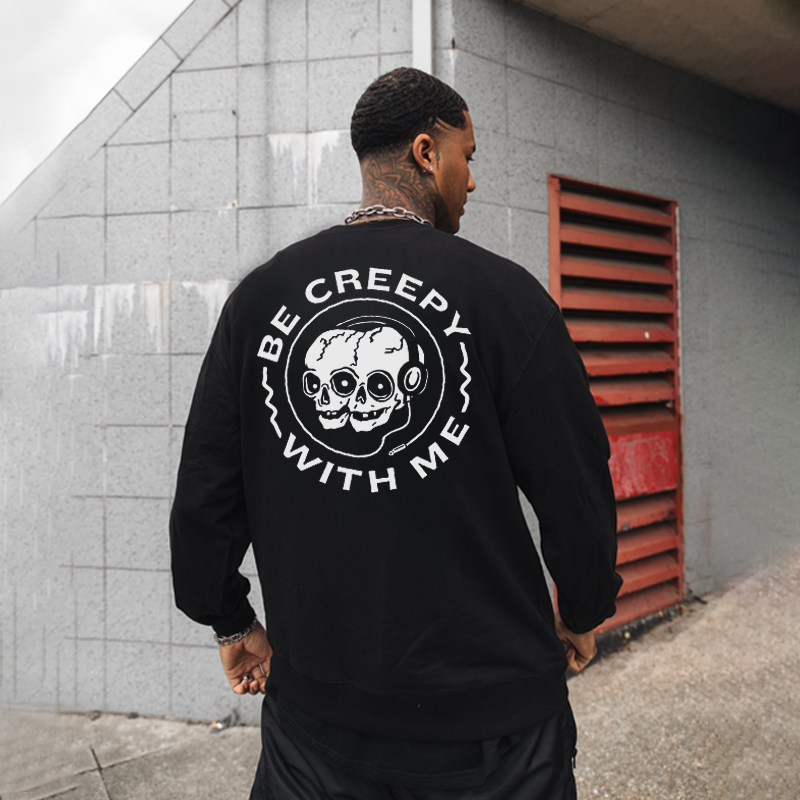  Be Creepy With Me Printed Men's Crew Neck Sweatshirt-Ranbybox