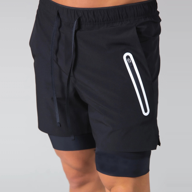 Running Training Double-layer Quick-drying Men's Fitness Sports Shorts-Ranbybox